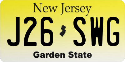 NJ license plate J26SWG