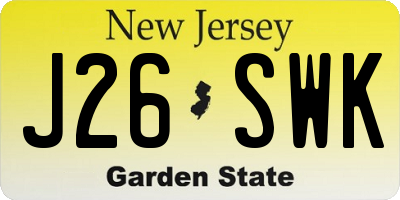NJ license plate J26SWK