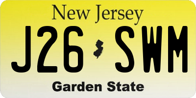 NJ license plate J26SWM