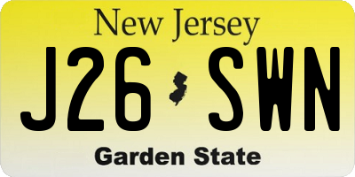 NJ license plate J26SWN