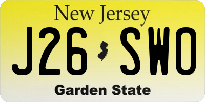 NJ license plate J26SWO
