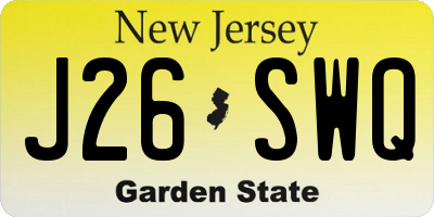 NJ license plate J26SWQ