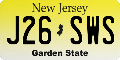 NJ license plate J26SWS