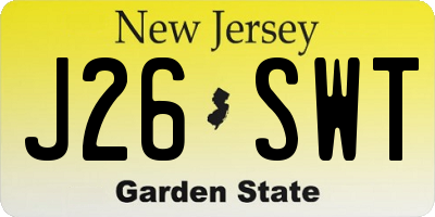 NJ license plate J26SWT
