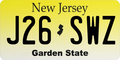 NJ license plate J26SWZ
