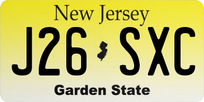 NJ license plate J26SXC