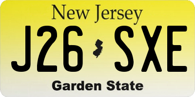 NJ license plate J26SXE
