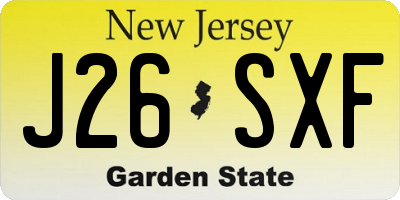 NJ license plate J26SXF