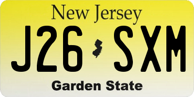 NJ license plate J26SXM