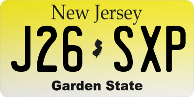 NJ license plate J26SXP