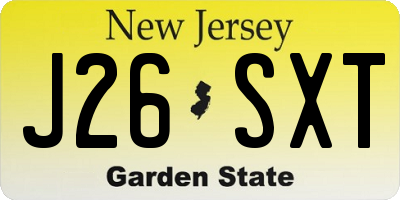 NJ license plate J26SXT