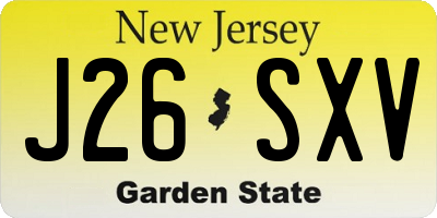 NJ license plate J26SXV