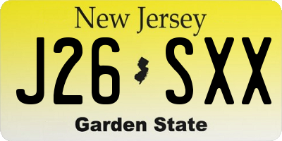 NJ license plate J26SXX