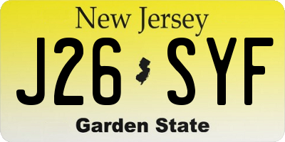 NJ license plate J26SYF