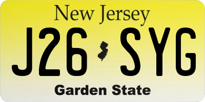 NJ license plate J26SYG