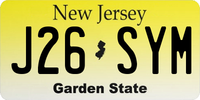 NJ license plate J26SYM