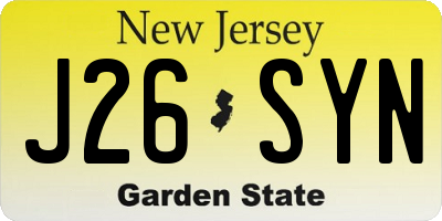 NJ license plate J26SYN
