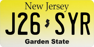 NJ license plate J26SYR