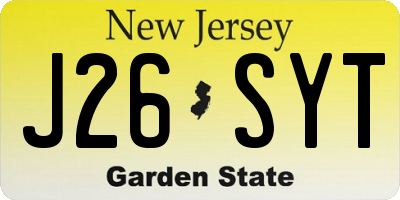 NJ license plate J26SYT