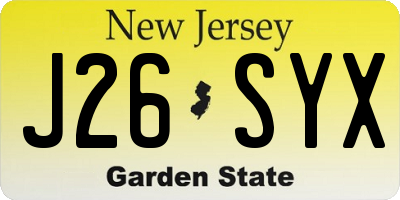 NJ license plate J26SYX