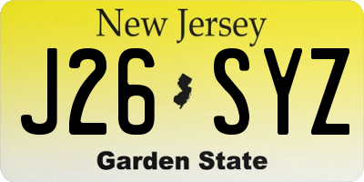 NJ license plate J26SYZ