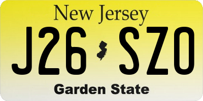 NJ license plate J26SZO