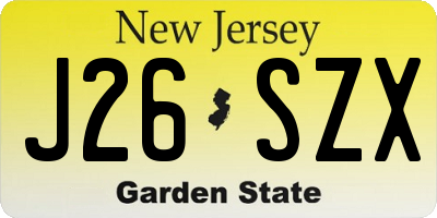 NJ license plate J26SZX
