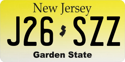 NJ license plate J26SZZ