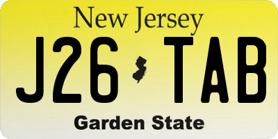 NJ license plate J26TAB