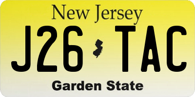 NJ license plate J26TAC