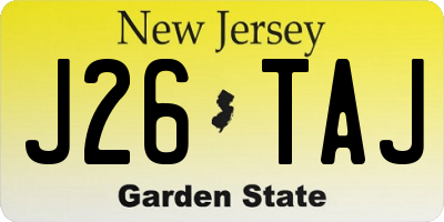 NJ license plate J26TAJ