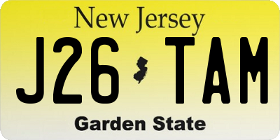 NJ license plate J26TAM