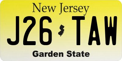 NJ license plate J26TAW