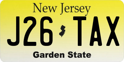 NJ license plate J26TAX