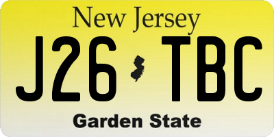 NJ license plate J26TBC