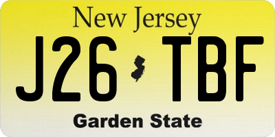 NJ license plate J26TBF