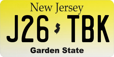 NJ license plate J26TBK