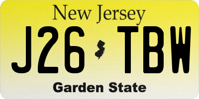 NJ license plate J26TBW
