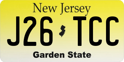 NJ license plate J26TCC