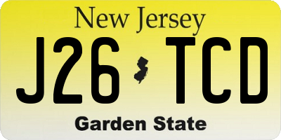 NJ license plate J26TCD