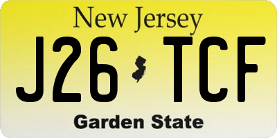 NJ license plate J26TCF