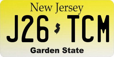 NJ license plate J26TCM
