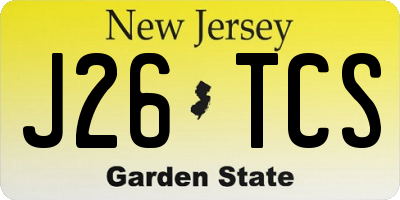NJ license plate J26TCS