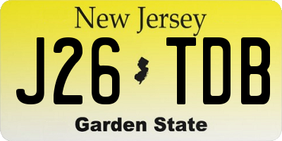 NJ license plate J26TDB