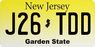 NJ license plate J26TDD