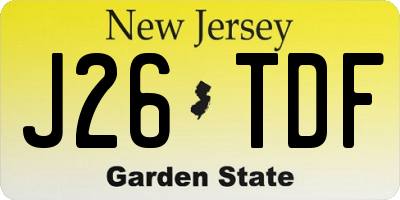 NJ license plate J26TDF