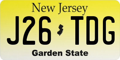 NJ license plate J26TDG