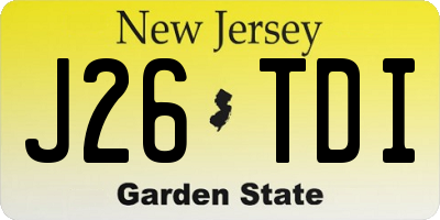 NJ license plate J26TDI