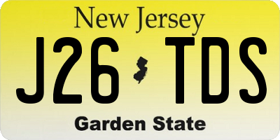 NJ license plate J26TDS