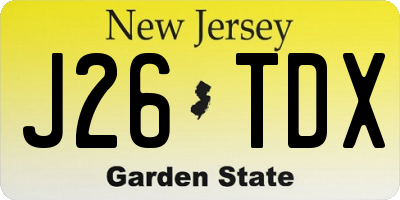 NJ license plate J26TDX